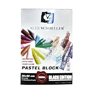 Alex Schoeller Pastel Boya Defteri 220gr 35X50cm 15 Yaprak Spiralli Siyah - Alex Schoeller