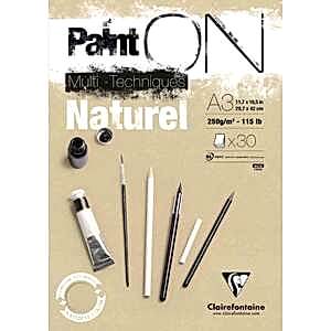 Clairefontaine Paint-On Multi Teknik Naturel Çizim Defteri A3 250gr 30 Yaprak - Clairefontaine