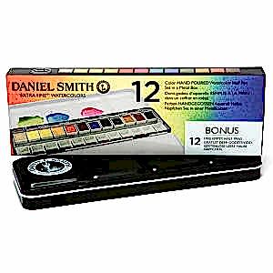 Daniel Smith Extra Fine Yarım Tablet Sulu Boya Seti 12'li Metal Kutu - Daniel Smith