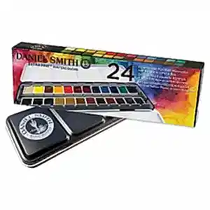 Daniel Smith Extra Fine Yarım Tablet Sulu Boya Seti 24'lü Metal Kutu - Daniel Smith