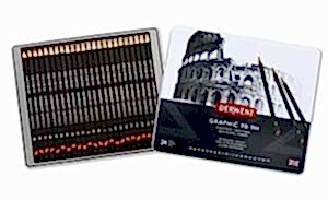 Derwent Graphic Dereceli Kurşun Kalem Seti 24'lü Metal Kutu 9B-9H - Derwent
