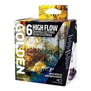 Golden High Flow Drawing & Lettering Set 6x30Ml Sıvı Akrilik Boya Seti - Golden