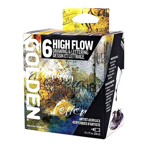 Golden High Flow Drawing & Lettering Set 6x30Ml Sıvı Akrilik Boya Seti - 1