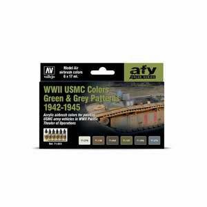 Vallejo Model Air Set: WWII USMC Colors Green & Grey Patterns 1942-1945 - Vallejo